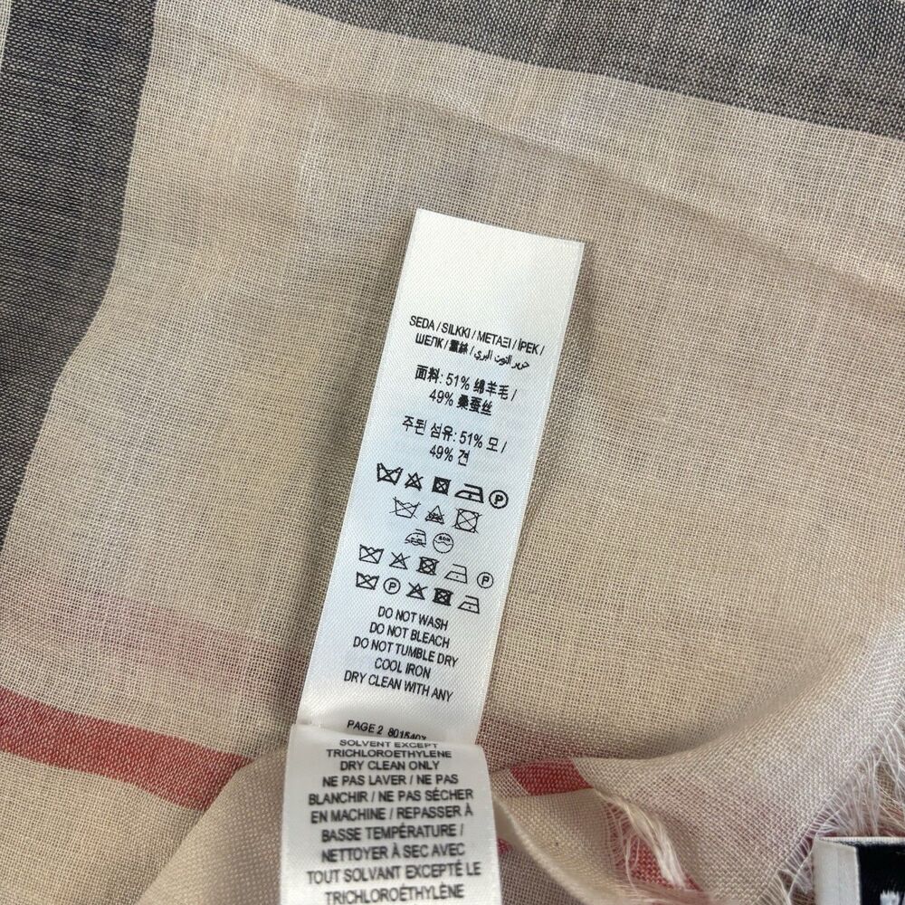 Burberry London Wide Check Wool Silk Scarf Stole Shawl 84" x 29" Made in Italy - Picture 5 of 12